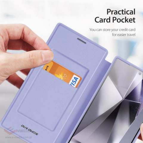 Etui Dux Ducis Skin X Pro na Samsung Galaxy S24 Ultra z MagSafe, klapką i podstawką - fioletowe