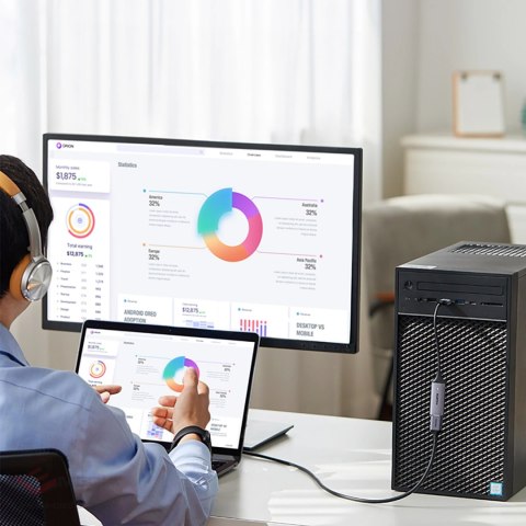 Karta przechwytująca Ugreen CM489 40189 HDMI (żeński) - USB-A / USB-C (męski) - szara