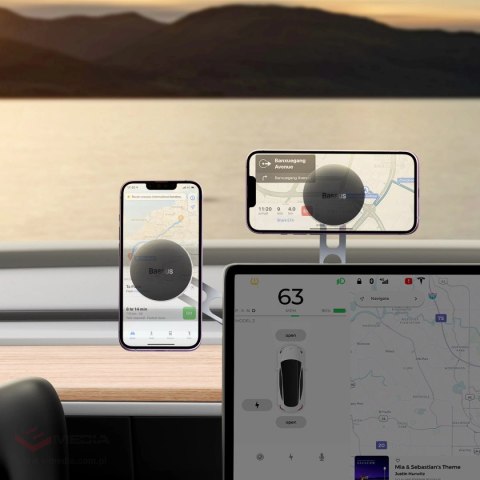 Uchwyt samochodowy Baseus T-Space magnetyczny na kokpit do Tesla - srebrny