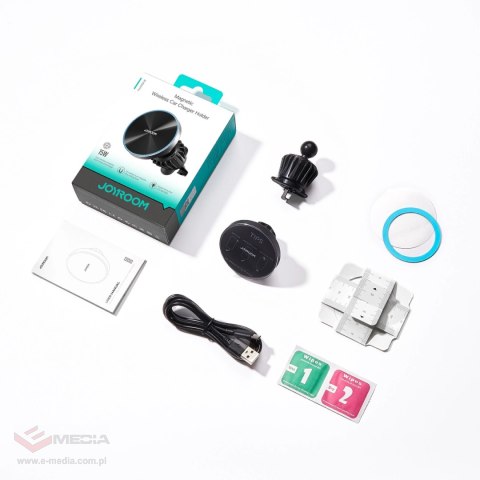 Joyroom magnetyczny uchwyt samochodowy bezprzewodowa ładowarka 15W na kratkę wentylacyjną nawiew czarna (JR-ZS240 Pro)