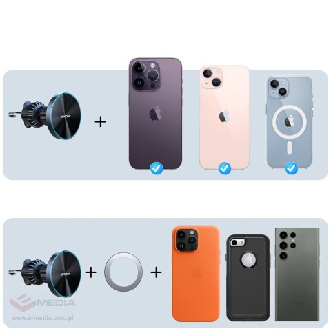 Joyroom magnetyczny uchwyt samochodowy bezprzewodowa ładowarka 15W na kratkę wentylacyjną nawiew czarna (JR-ZS240 Pro)