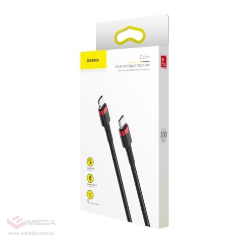 Kabel USB-C do USB-C PD Baseus Cafule PD 2.0 QC 3.0 60W 1m (czarno-czerwony)