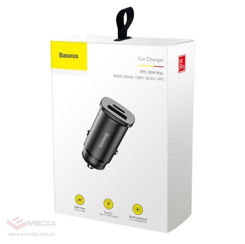 Ładowarka samochodowa BASEUS Square 30W PPS QC4.0 PD3.0 (czarna)