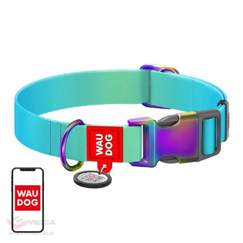 Obroża WAUDOG gradient z kodem QR rozmiar M (niebieska)