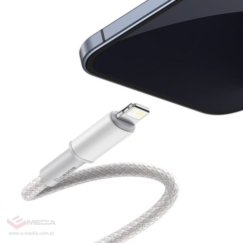 Kabel USB-C do Lightning Baseus High Density Braided, 20W, 5A, PD, 1m (biały)
