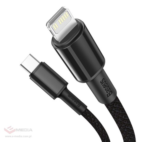 Kabel USB-C do Lightning Baseus High Density Braided, 20W, 5A, PD, 1m (czarny)