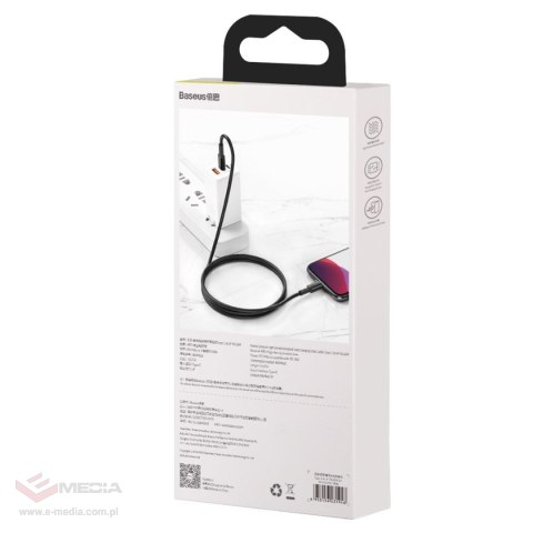Kabel USB-C do Lightning Baseus High Density Braided, 20W, 5A, PD, 1m (czarny)