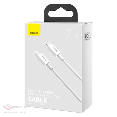 Kabel USB-C do Lightning Baseus Superior Series, 20W, PD, 1m (biały)