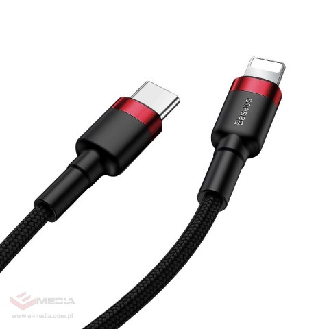 Kabel USB-C do Lightning PD Baseus Cafule, 18W, 1m (czarno-czerwony)