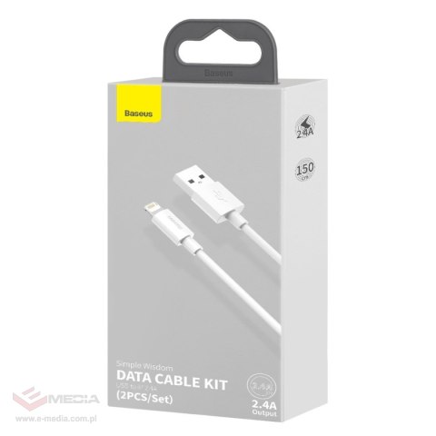 Kabel BASEUS Simple Wisdom USB-A-Lightning 1.5m 2szt. (biały)