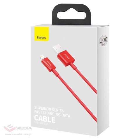 Kabel USB do Lightning Baseus Superior Series, 2.4A, 1m (czerwony)