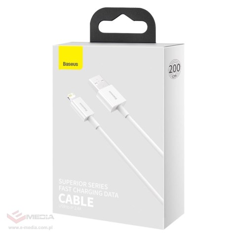 Kabel USB do Lightning Baseus Superior Series, 2.4A, 2m (biały)