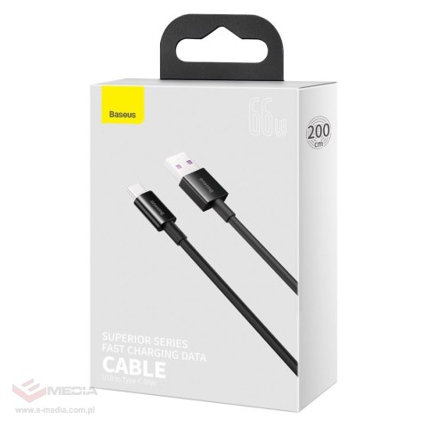 Kabel USB do USB-C Baseus Superior Series, 66W, 2m (czarny)