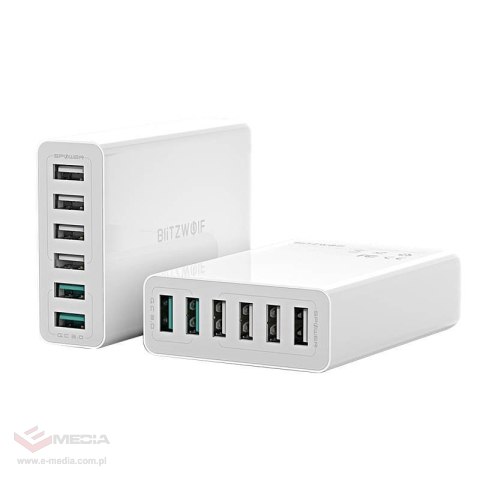Ładowarka sieciowa BLITZWOLF BW-S15 60W 6xUSB-A (biała)