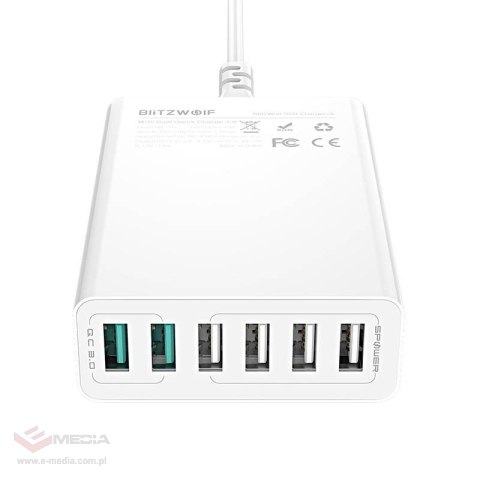 Ładowarka sieciowa BLITZWOLF BW-S15 60W 6xUSB-A (biała)