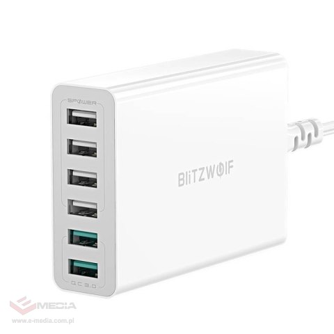 Ładowarka sieciowa BLITZWOLF BW-S15 60W 6xUSB-A (biała)