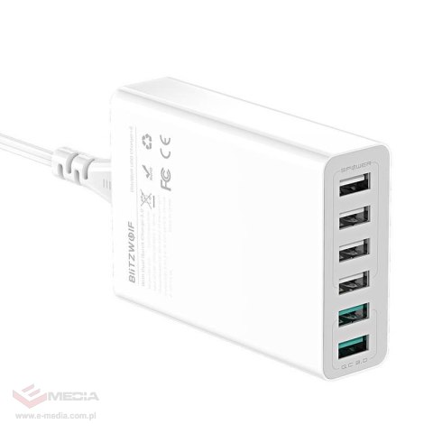 Ładowarka sieciowa BLITZWOLF BW-S15 60W 6xUSB-A (biała)