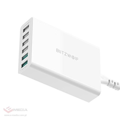 Ładowarka sieciowa BLITZWOLF BW-S15 60W 6xUSB-A (biała)