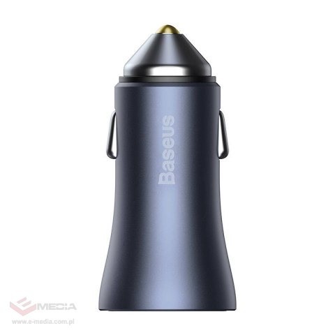 Ładowarka samochodowa BASEUS Golden Contactor Pro 40W 2x USB + kabel USB-USB-C 1m (szara)