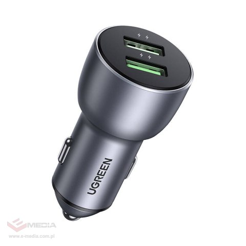 Ładowarka samochodowa UGREEN CD213 36W QC 3.0 2x USB (szara)