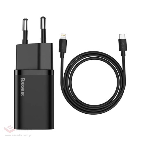 Ładowarka sieciowa BASEUS Super Si 20W + USB-C-Lightning 1m (czarna)