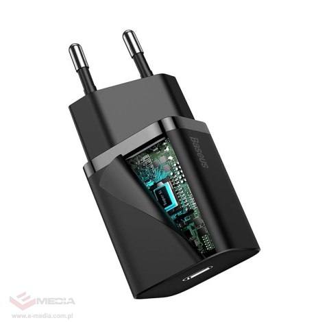Ładowarka sieciowa BASEUS Super Si 20W + USB-C-Lightning 1m (czarna)