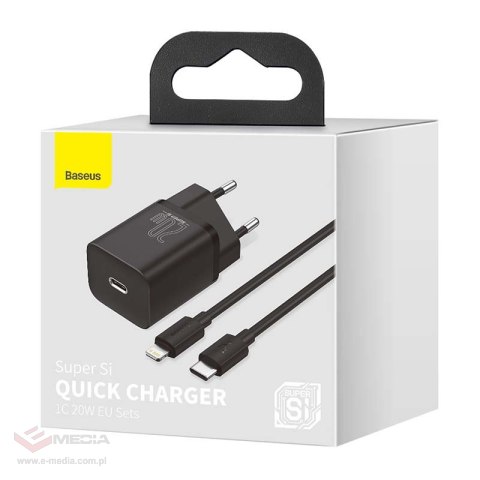 Ładowarka sieciowa BASEUS Super Si 20W + USB-C-Lightning 1m (czarna)