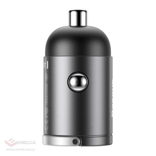 Mini ładowarka samochodowa Baseus Tiny Star, USB, QC 3.0, 30W (szara)