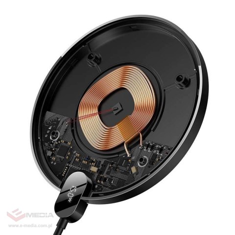 Ładowarka indukcyjna BASEUS Digital LED 15W (czarna)