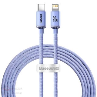 Kabel USB-C do Lightning Baseus Crystal, 20W, PD, 2m (fioletowy)