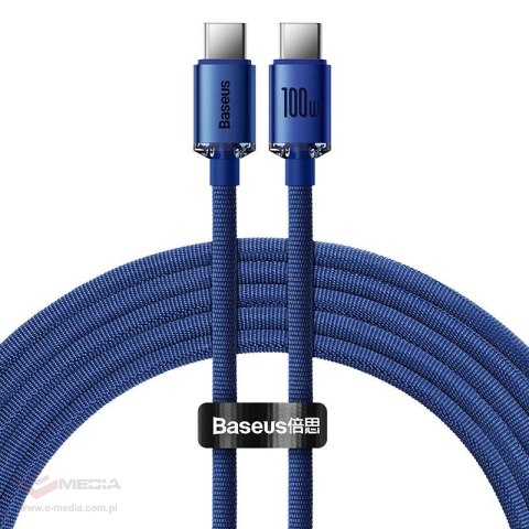 Kabel USB-C do USB-C Baseus Crystal Shine, 100W, 2m (niebieski)