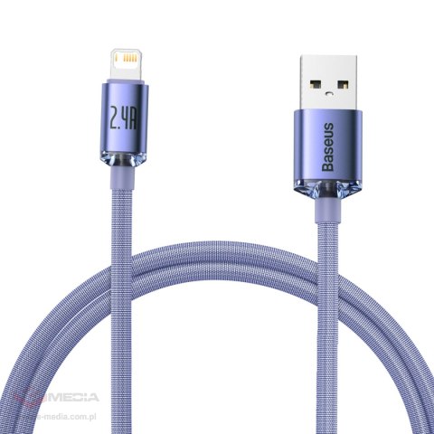 Kabel USB do Lightning Baseus Crystal Shine, 2.4A, 1.2m (fioletowy)