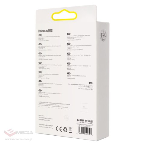 Kabel USB do Lightning Baseus Crystal Shine, 2.4A, 1.2m (fioletowy)