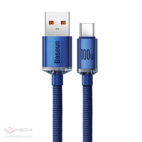 Kabel USB do USB-C Baseus Crystal Shine, 100W, 1.2m (niebieski)