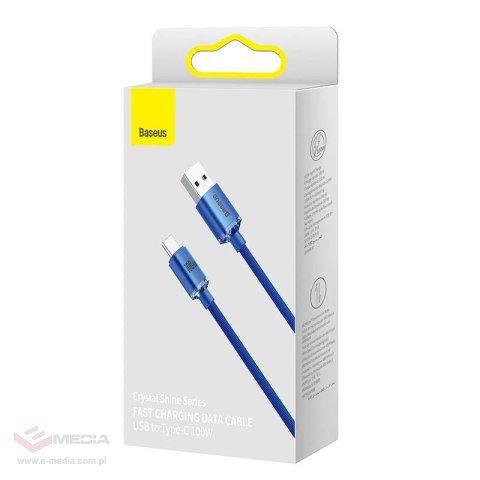 Kabel USB do USB-C Baseus Crystal Shine, 100W, 2m (niebieski)