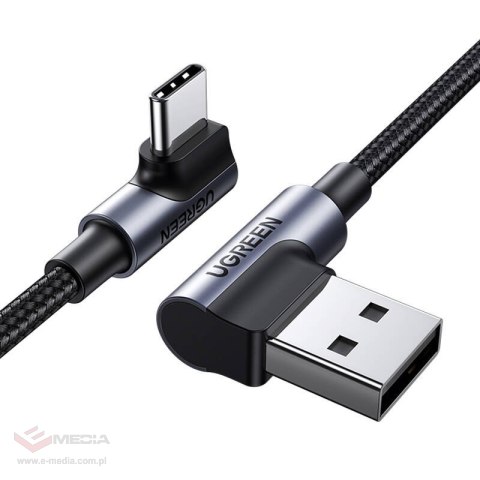 Kabel UGREEN US176 USB-A-USB-C 2m kątowy (czarny)