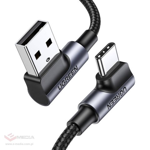 Kabel UGREEN US176 USB-A-USB-C 2m kątowy (czarny)