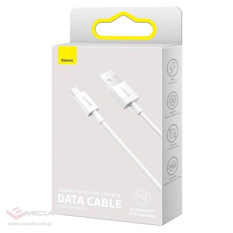 Kabel USB do micro USB Baseus Superior Series, 2A, 1m (biały)