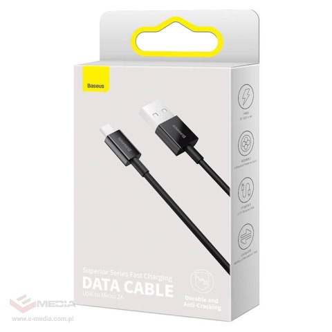 Kabel USB do micro USB Baseus Superior Series, 2A, 2m (czarny)