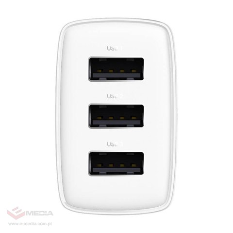 Ładowarka sieciowa BASEUS Compact Quick Charger 17W 3xUSB-A (biała)