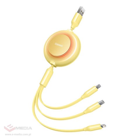 Kabel USB 3w1 Baseus Bright Mirror 2, micro USB / Lightning / USB-C, płaski, 3.5A, 1.1m (żółty)