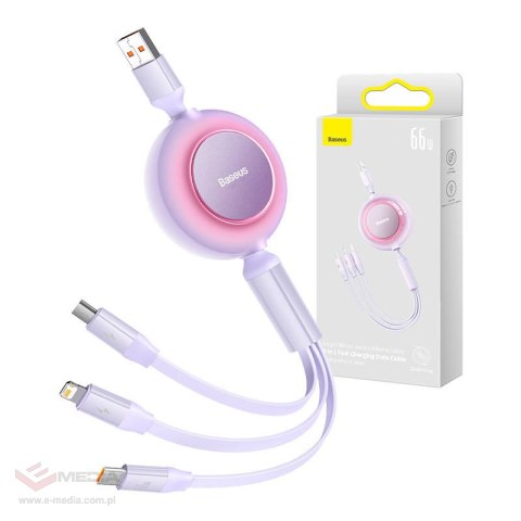 Kabel BASEUS Bright Mirror 3 USB-A-micro USB/Lightning/USB-C 1.1m (fioletowy)