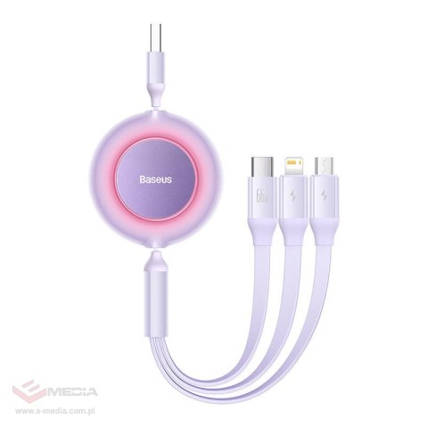 Kabel BASEUS Bright Mirror 3 USB-A-micro USB/Lightning/USB-C 1.1m (fioletowy)