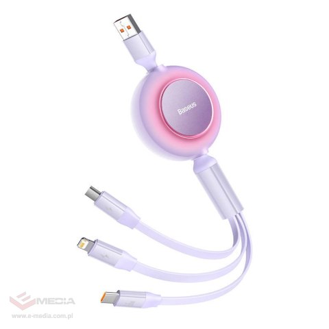Kabel BASEUS Bright Mirror 3 USB-A-micro USB/Lightning/USB-C 1.1m (fioletowy)