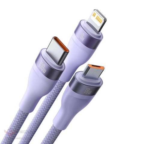Kabel BASEUS Flash Series 2 USB-C-3w1 1.5m (fioletowy)