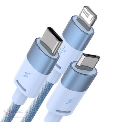 Kabel BASEUS StarSpeed USB-C/micro/Lightning 1.2m (niebieski)