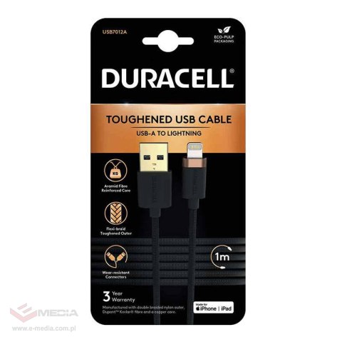 Kabel USB-A do Lightning Duracell 1m (czarny)