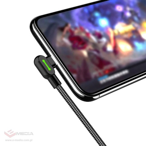 Kabel USB do USB-C kątowy Mcdodo CA-5281 LED, 1.2m (czarny)