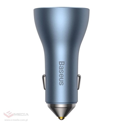 Ładowarka samochodowa Baseus Golden Contactor Pro, 2x USB-C, 1x USB, 65W (niebieska)