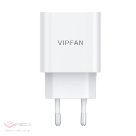 Ładowarka sieciowa VFAN E04, USB-C, 20W, QC 3.0 + kabel Lightning (biała)